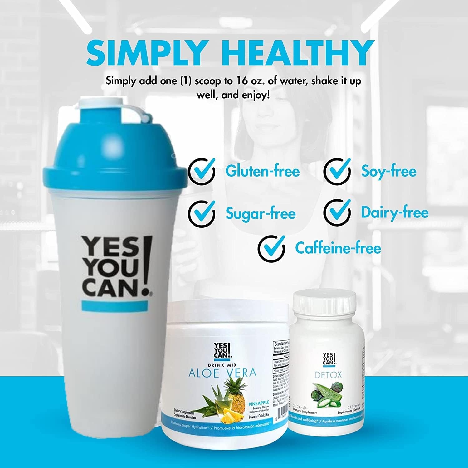 Detox Kit Bundle: YYC! Capsules, Aloe Vera Drink Mix, Water Bottle - Mango Flavor - Body Cleanse, Daily Cleanse, Hydration & Vitamins