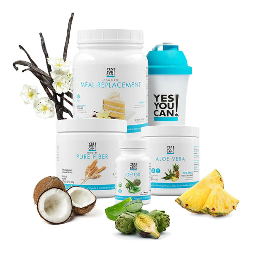Detox Plus Kit: Daily Cleanse Fiber Meal Replacement Shake for Women - Vanilla & Aloe Vera Pineapple Supplement Booster