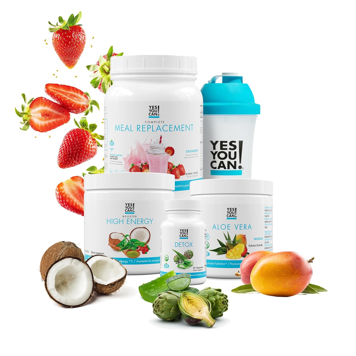 Detox Plus Kit: Daily Cleanse Fiber Meal Replacement Shake & Supplement for Women - Strawberry Mango Flavor