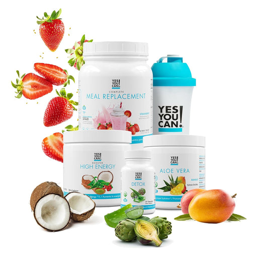 Detox Plus Kit: Daily Cleanse Fiber Meal Replacement Shake & Supplement for Women - Strawberry Mango Flavor