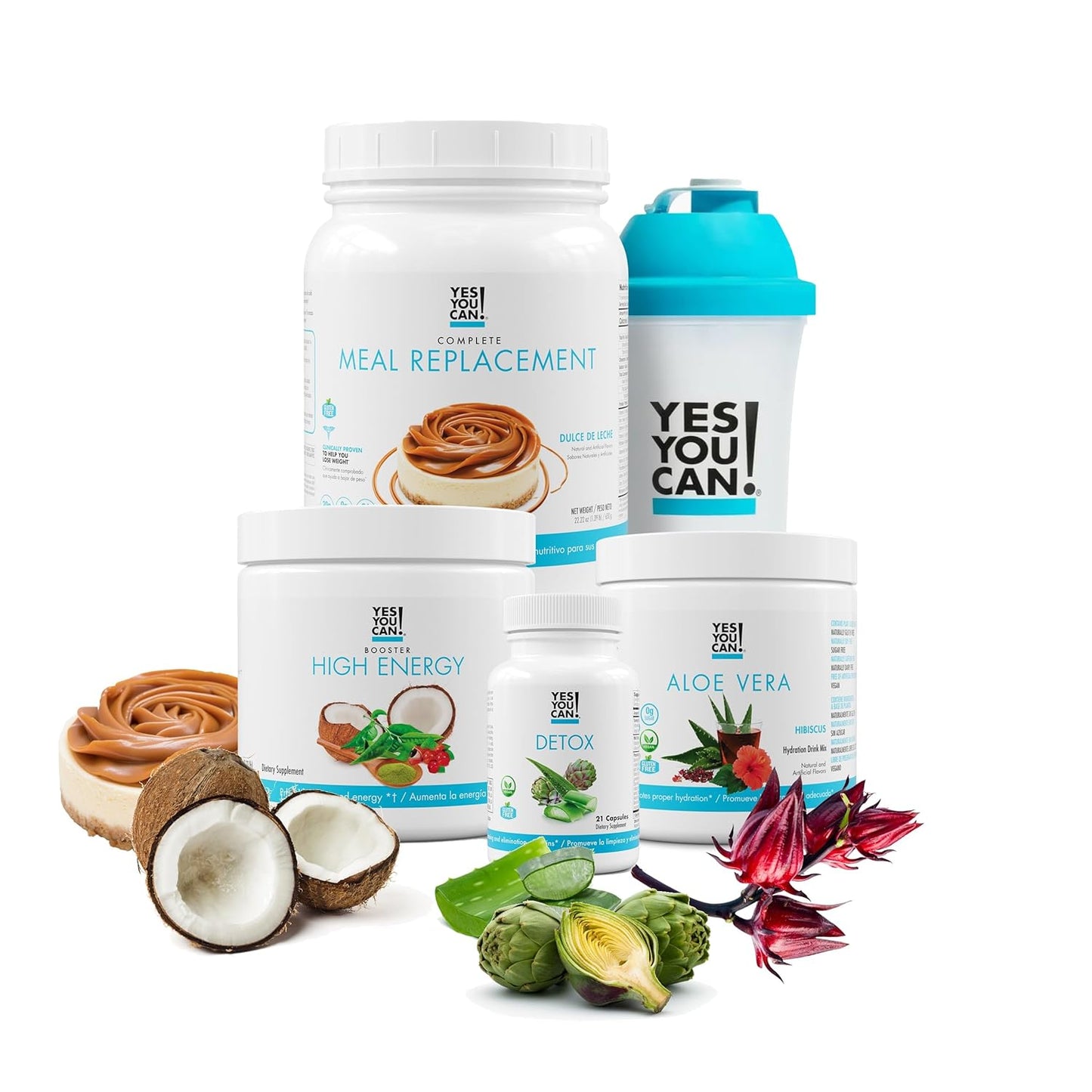 Detox Plus Kit: Meal Replacement Duce de Leche & Aloe Vera Hibiscus - Complete Powder for High Energy Shake Boost & Health Transformation