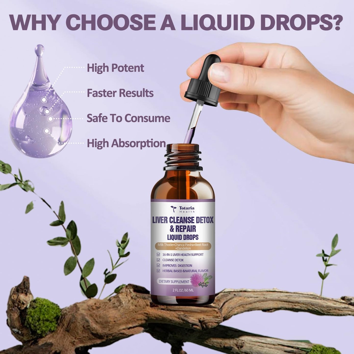 Detox & Repair Liver Cleanse Liquid - 1100mg Milk Thistle & Dandelion Root, 16+ Herbs for Active Liver Support - Vegan & Non-GMO