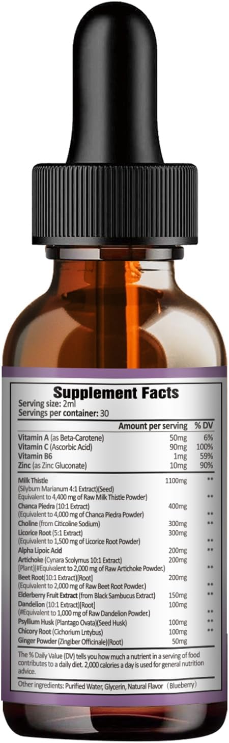 Detox & Repair Liver Cleanse Liquid - 1100mg Milk Thistle & Dandelion Root, 16+ Herbs for Active Liver Support - Vegan & Non-GMO