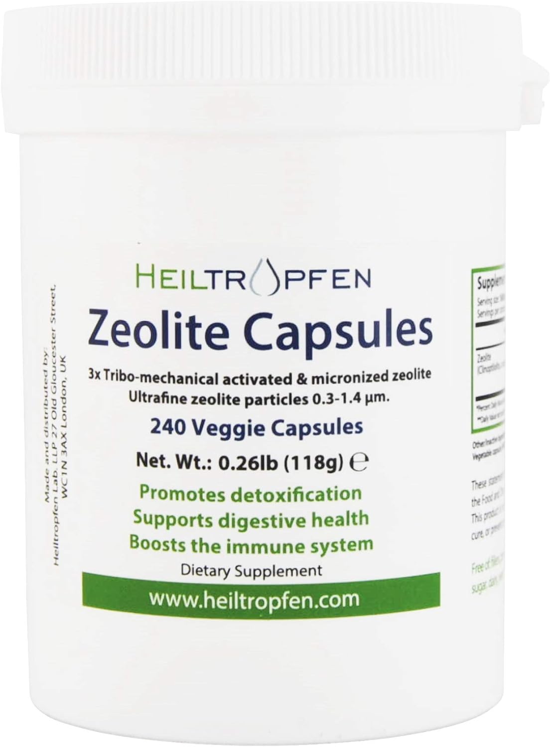 Detox Zeolite Capsules | 95% Clinoptilolite | 3X Activated | Natural Mineral | Heiltropfen®
