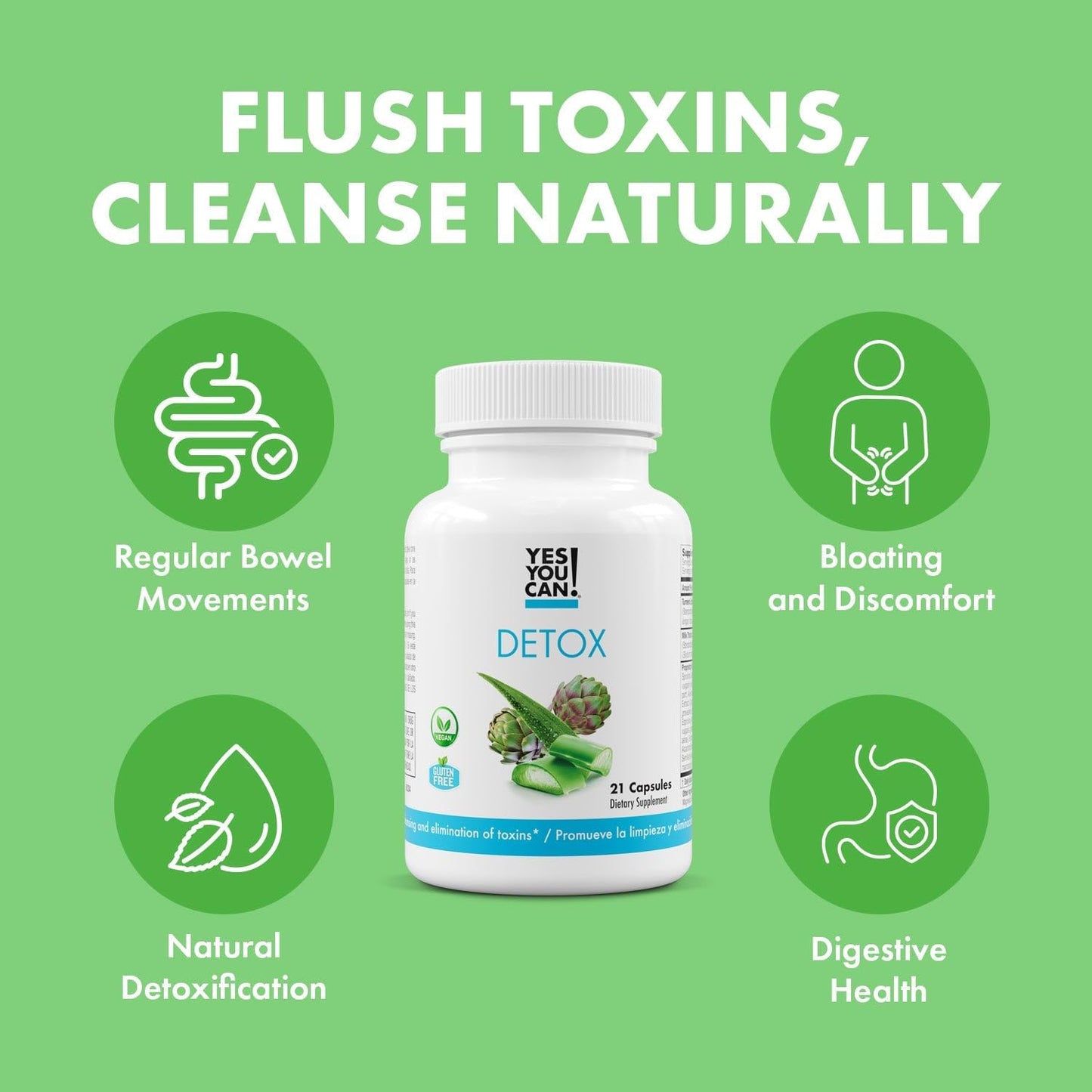 Detoxify with Confidence: Natural Diuretic Cleanse Pills with Electrolytes & Vitamins - Reduce Water Retention - Gluten-Free, 21 Capsules