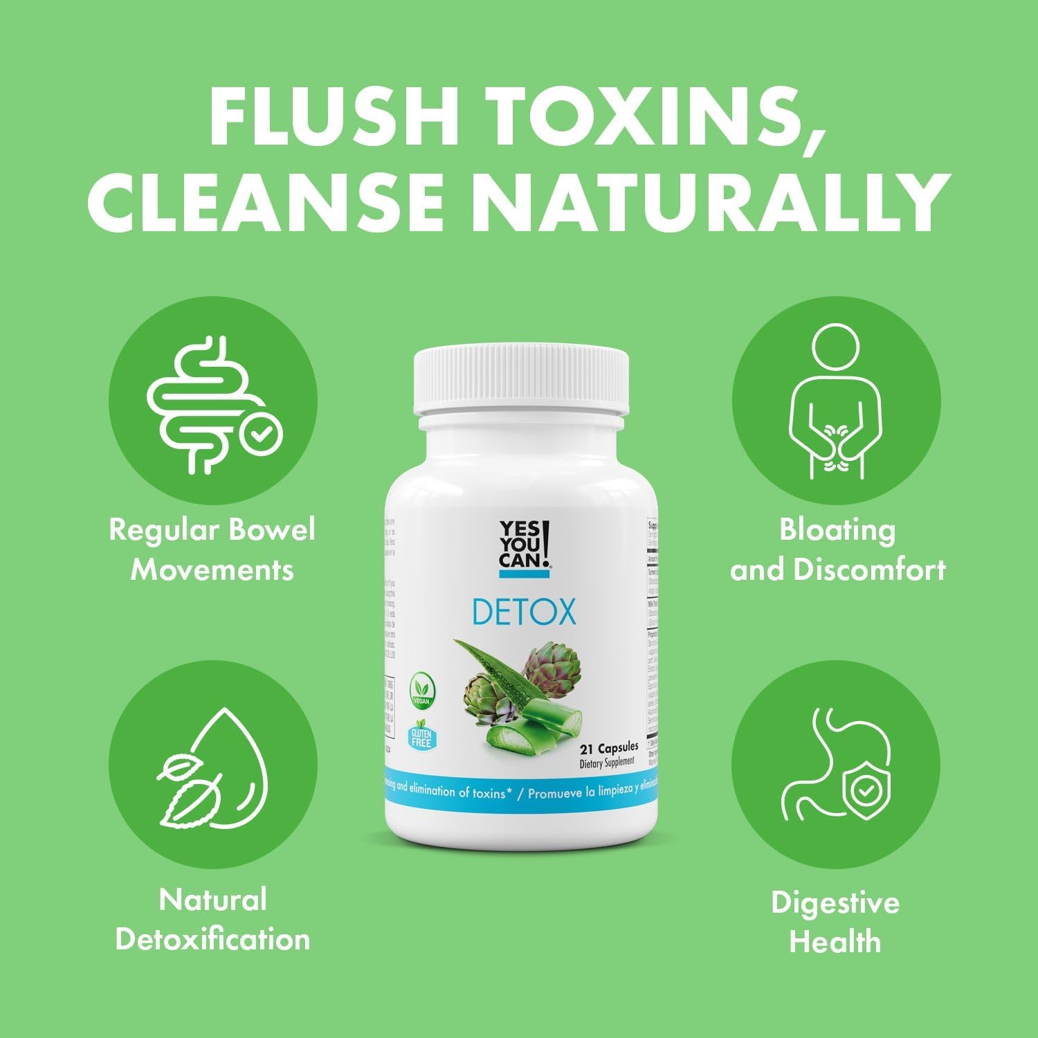 Detoxify with Confidence: Natural Diuretic Cleanse Pills with Electrolytes & Vitamins - Reduce Water Retention - Gluten-Free, 21 Capsules