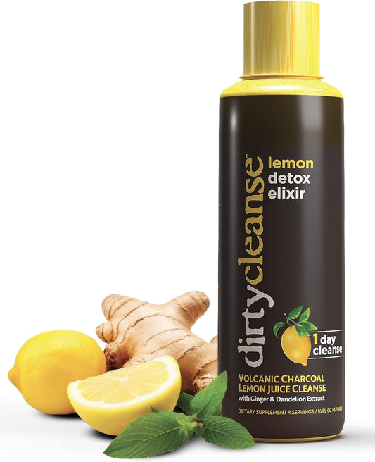 Detoxifying Lemon Drink with Volcanic Charcoal, Ginger, and Dandelion Extract - 4 Servings