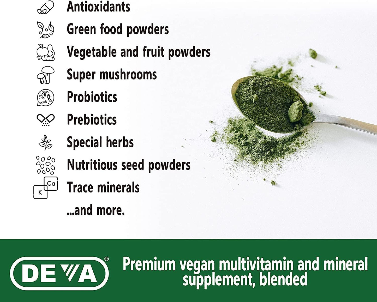 DEVA Tuba Prime Vegan Multivitamin with High-Potency Vitamins, Minerals, Antioxidants, and Super Mushrooms - 180 Tabs, 2-Pack
