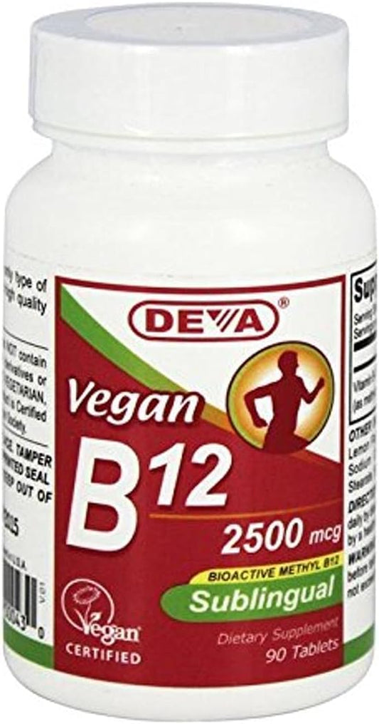 Deva Vegan Vitamins B12 Sublingual Supplement, 90 Tablets