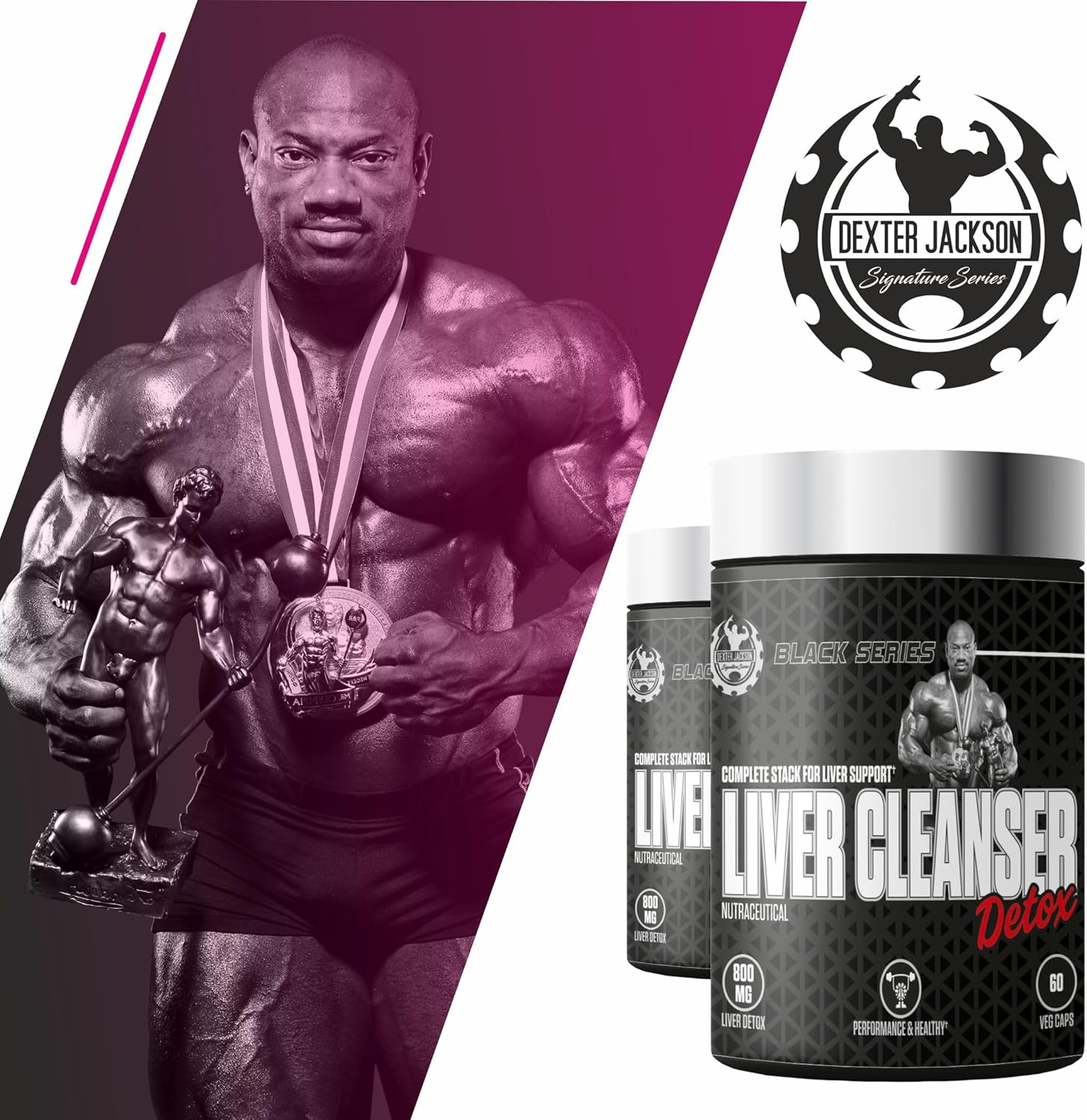 Dexter Jackson Black Series Liver Cleanser Detox Supplement with Milk Thistle Seed Powder | Bodybuilders & Fitness | 60 Veg Capsules