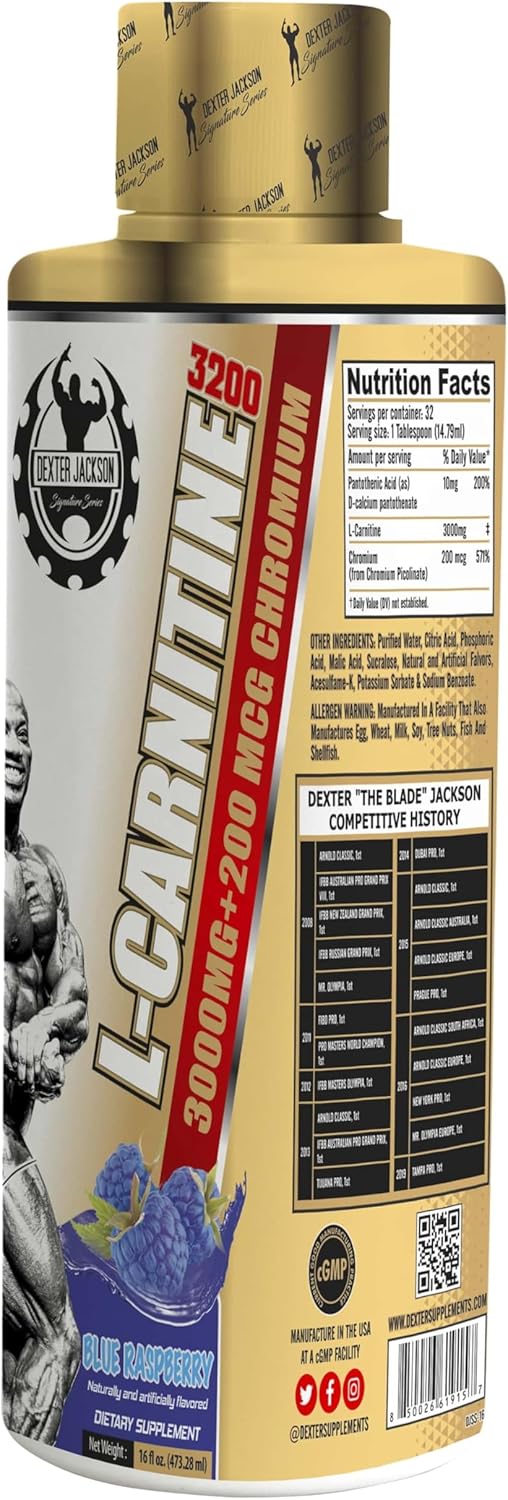 Dexter Jackson Gold Series L-Carnitine 3200 Blue Raspberry - 473.28 Ml (32 Servings)