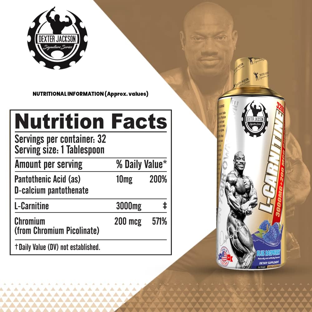 Dexter Jackson Gold Series L-Carnitine 3200 Blue Raspberry - 473.28 Ml (32 Servings)