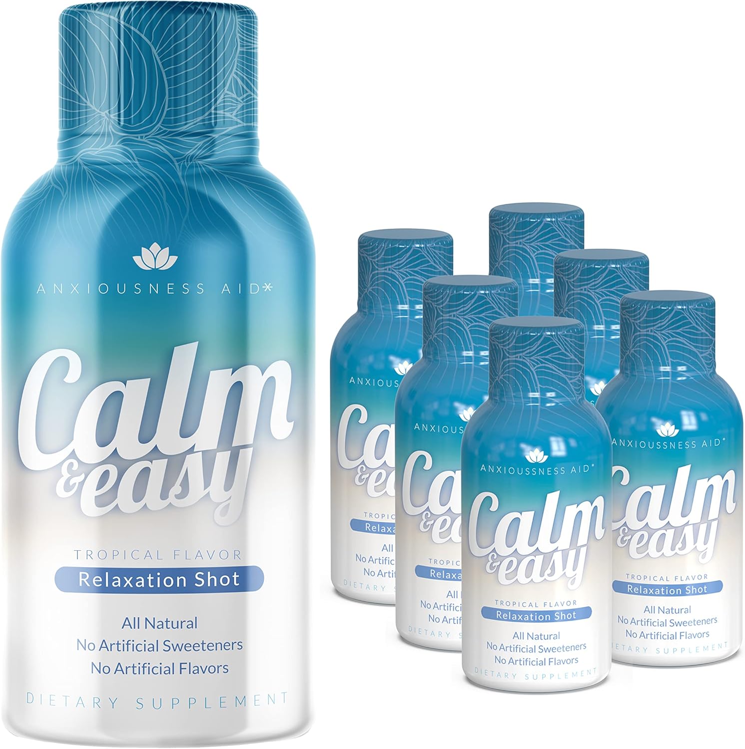 Diamond Clouds Stress Relief Shot - Natural Calming Adaptogen Drink with KSM-66 Ashwagandha & Suntheanine L Theanine for Relaxation, Focus, and Mood Boost - 2 oz Liquid Bottle (Pack of 6)