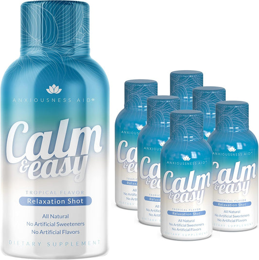 Diamond Clouds Stress Relief Shot - Natural Calming Adaptogen Drink with KSM-66 Ashwagandha & Suntheanine L Theanine for Relaxation, Focus, and Mood Boost - 2 oz Liquid Bottle (Pack of 6)