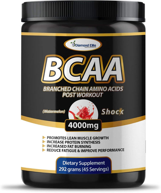 Diamond Elite Health Products BCAA Powder 2:1:1 - Muscle Building & Recovery Aid, Fat Burning Support - Fruit Punch & Watermelon (45 Servings)