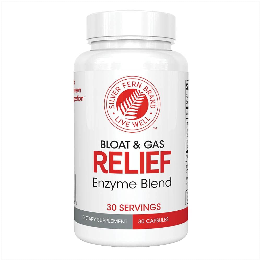 Digestive Enzyme Blend for Bloat & Gas Relief - 30 Servings - FODMAP & Bloating Supplement - Silver Fern Formula with Tolerase L & Pectinase