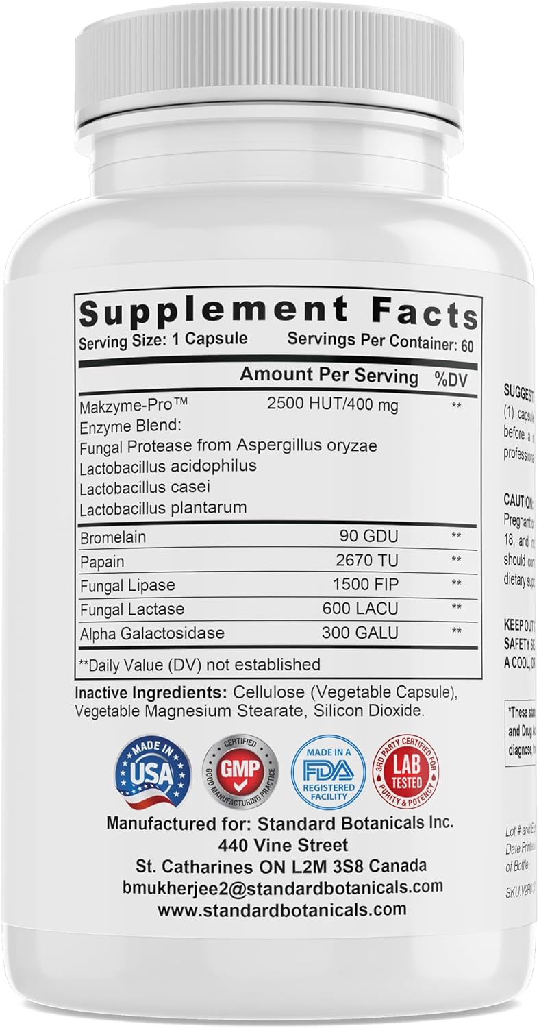 Digestive Enzyme Supplement for Gut Health - MakZyme-Pro TM, 60 Capsules