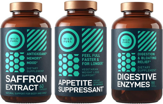 Digestive Enzymes and Appetite Suppressant Capsules with WILD FUEL Saffron Extract - Dietary Bundle