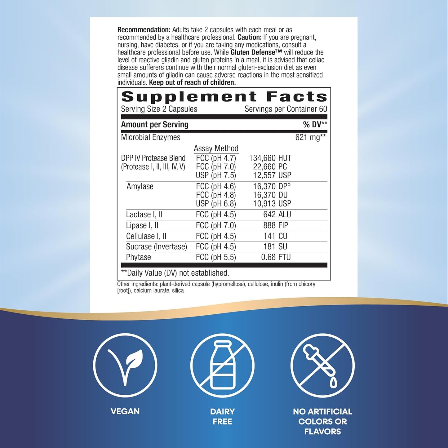 Digestive Enzymes for Gluten and Dairy Digestion - 120 Vegan Capsules