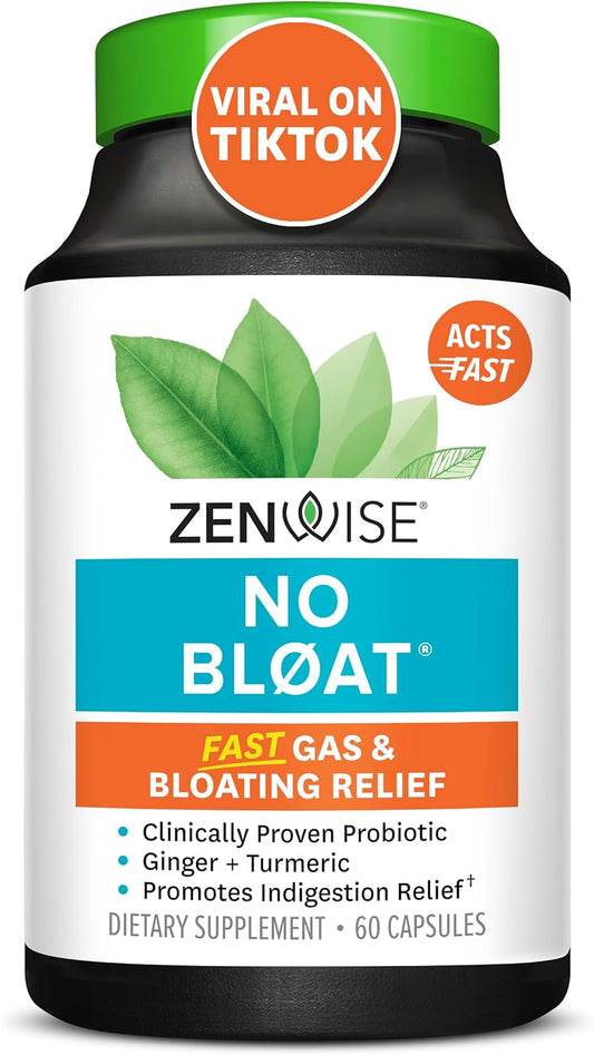 Digestive Enzymes Supplement for Bloating Relief - Probiotics for Women and Men with Ginger, Dandelion, Lactase - Vegan Water Retention Pills - 60 Capsules