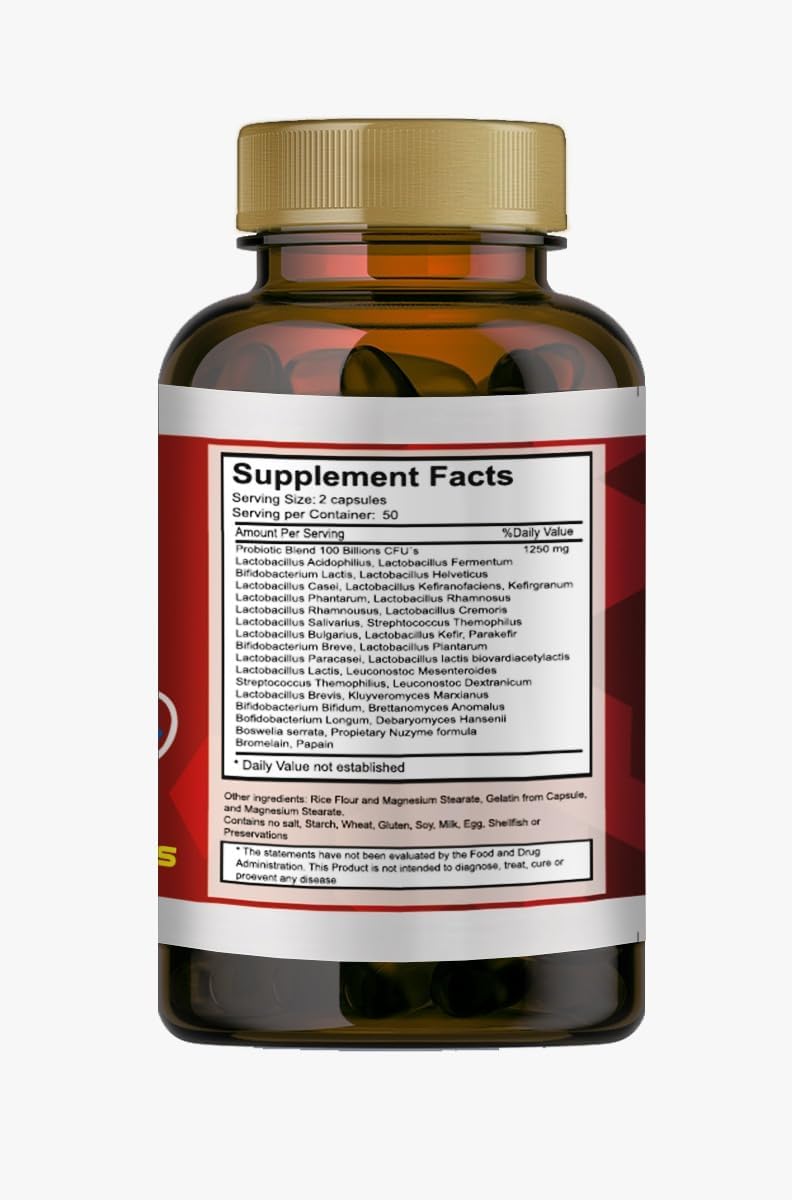 Digestive Enzymes with Pancreatin, Probiotic, and Prebiotic - 100 Capsules by VITAMISAN