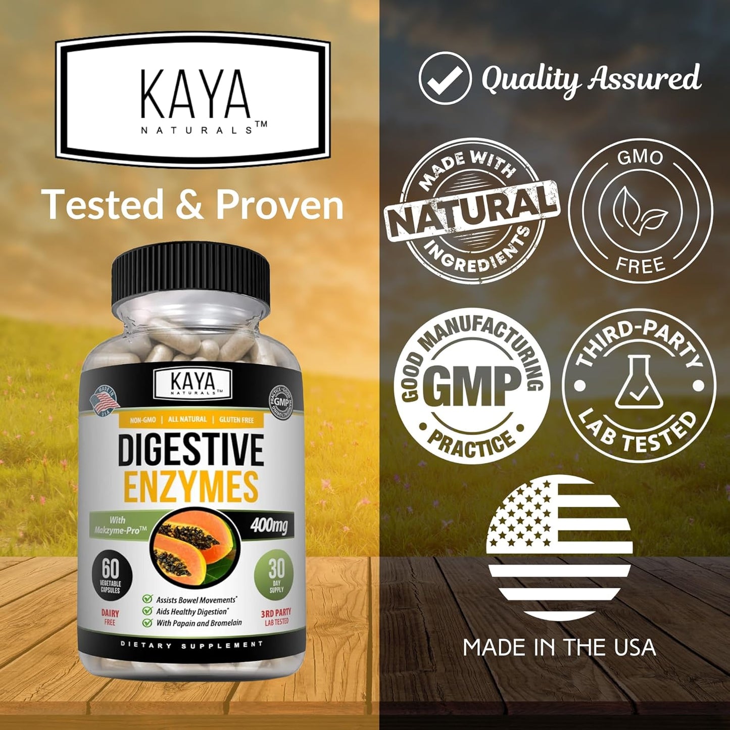 Digestive Enzymes with Prebiotics & Probiotics for Constipation & Bloating Relief - Weight Management Support - Immune Function Aid - 60 Veggie Capsules