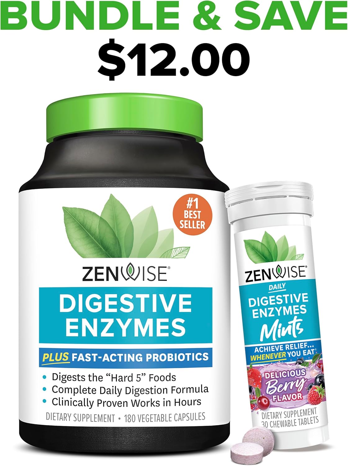 Digestive Enzymes with Probiotics and Prebiotics for Gut Health and Bloating Relief - 180 Count - Men and Women's Daily Digestive Health Supplement