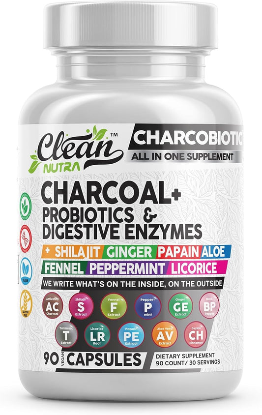 Digestive Health Bundle: Activated Charcoal, Shilajit, Probiotics, Enzymes, & Herbs for Gut Health