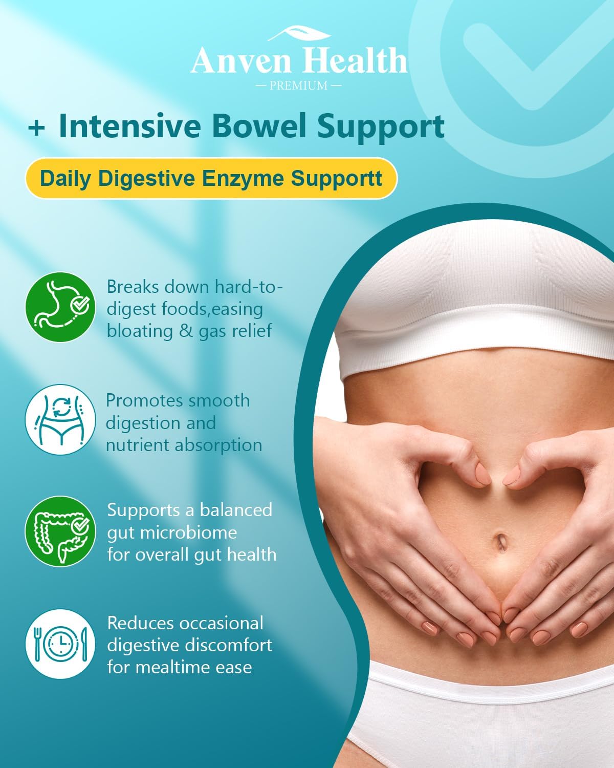 Digestive Health Probiotics for Women & Men - Enzymes, Prebiotic, Constipation Relief - 90 Capsules