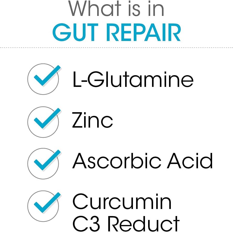 Digestive Health Supplement Powder with L-Glutamine, Curcumin, Zinc & Vitamin C for Gut Repair (2 Tubs - 60 Servings)