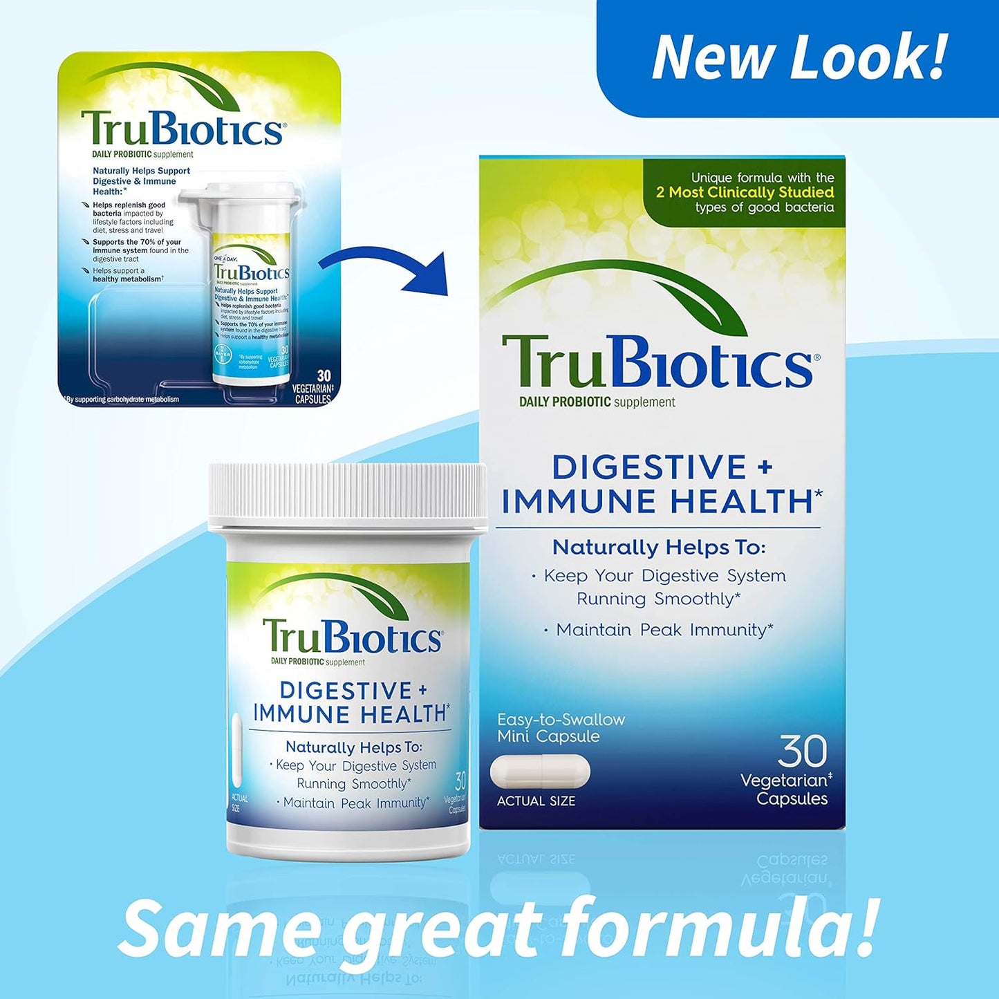 Digestive & Immune Support Probiotic Supplement with Prebiotics for Regularity & Comfort - 30 Capsules