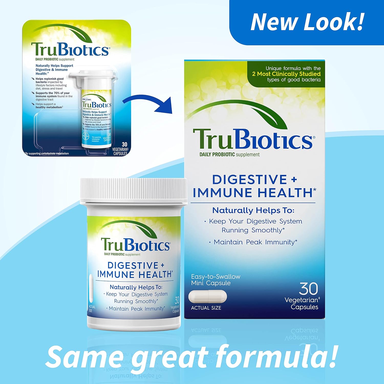 Digestive & Immune Support Probiotic Supplement with Prebiotics for Regularity & Comfort - 30 Capsules