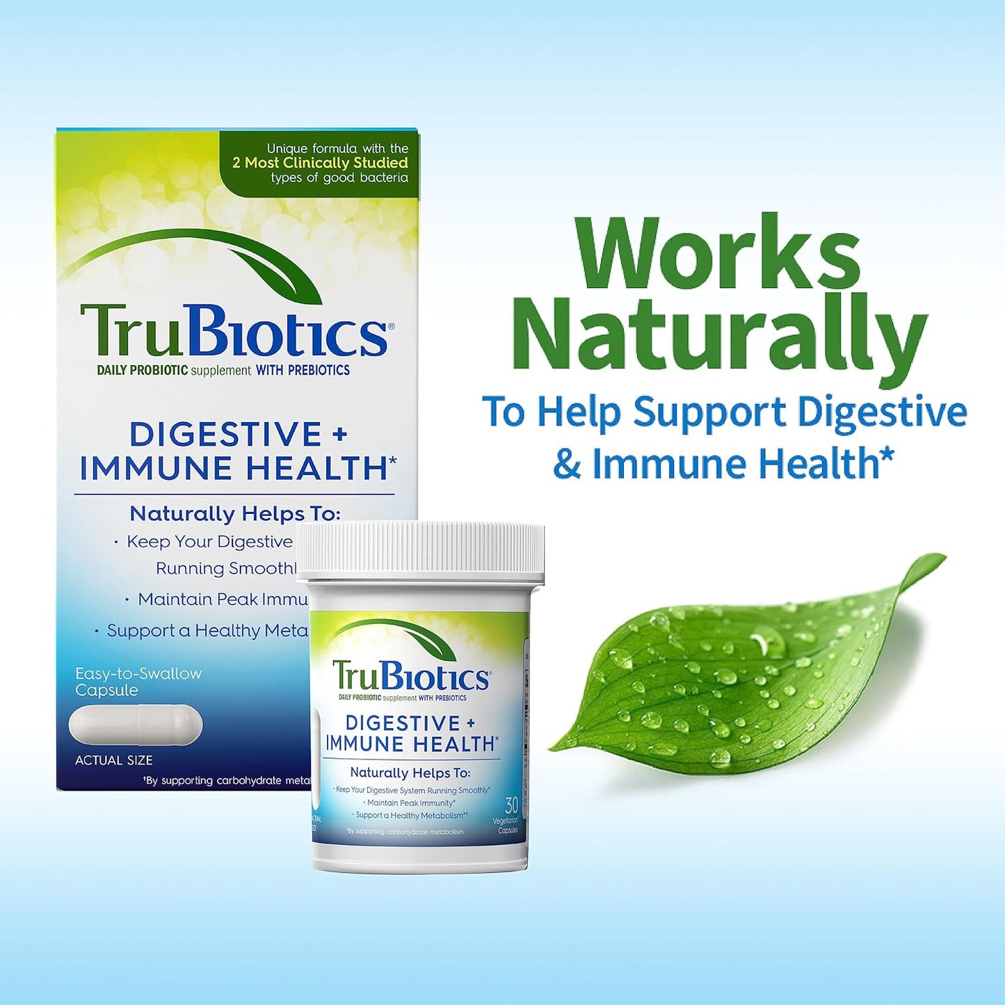 Digestive & Immune Support Probiotic Supplement with Prebiotics for Regularity & Comfort - 30 Capsules