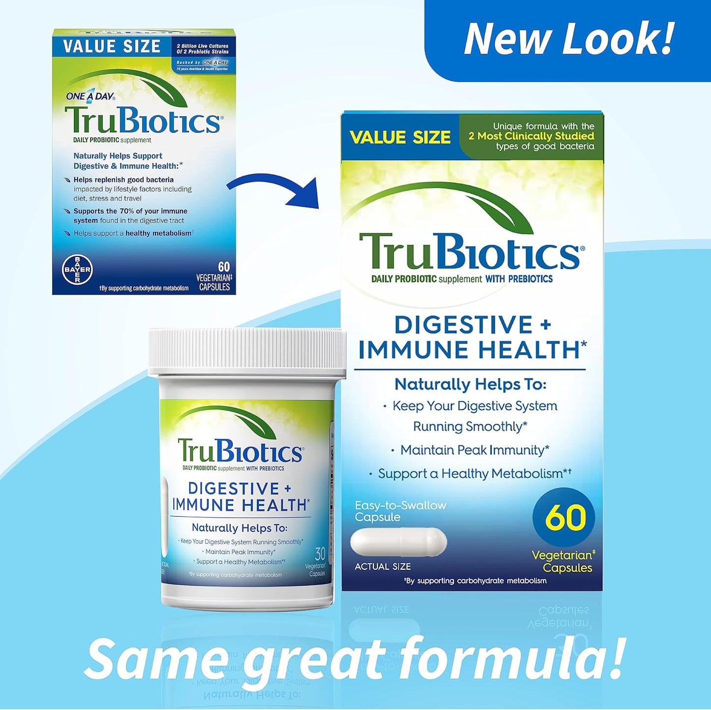 Digestive & Immune Support Probiotics with 2 Clinically Studied Strains - 60 Capsules