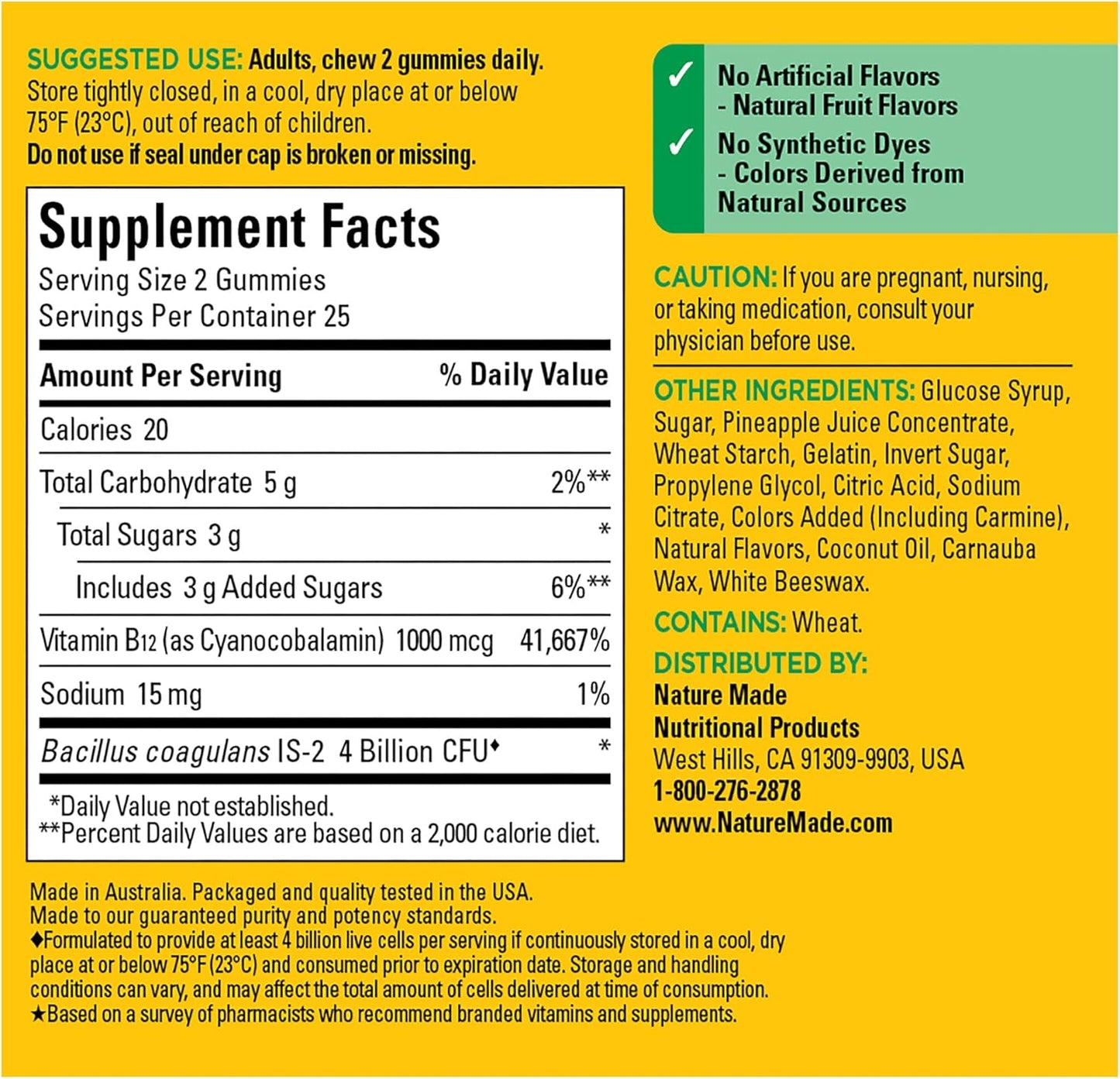 Digestive Probiotics and Energy B12 Gummies for Women and Men - 50 Probiotic Gummies