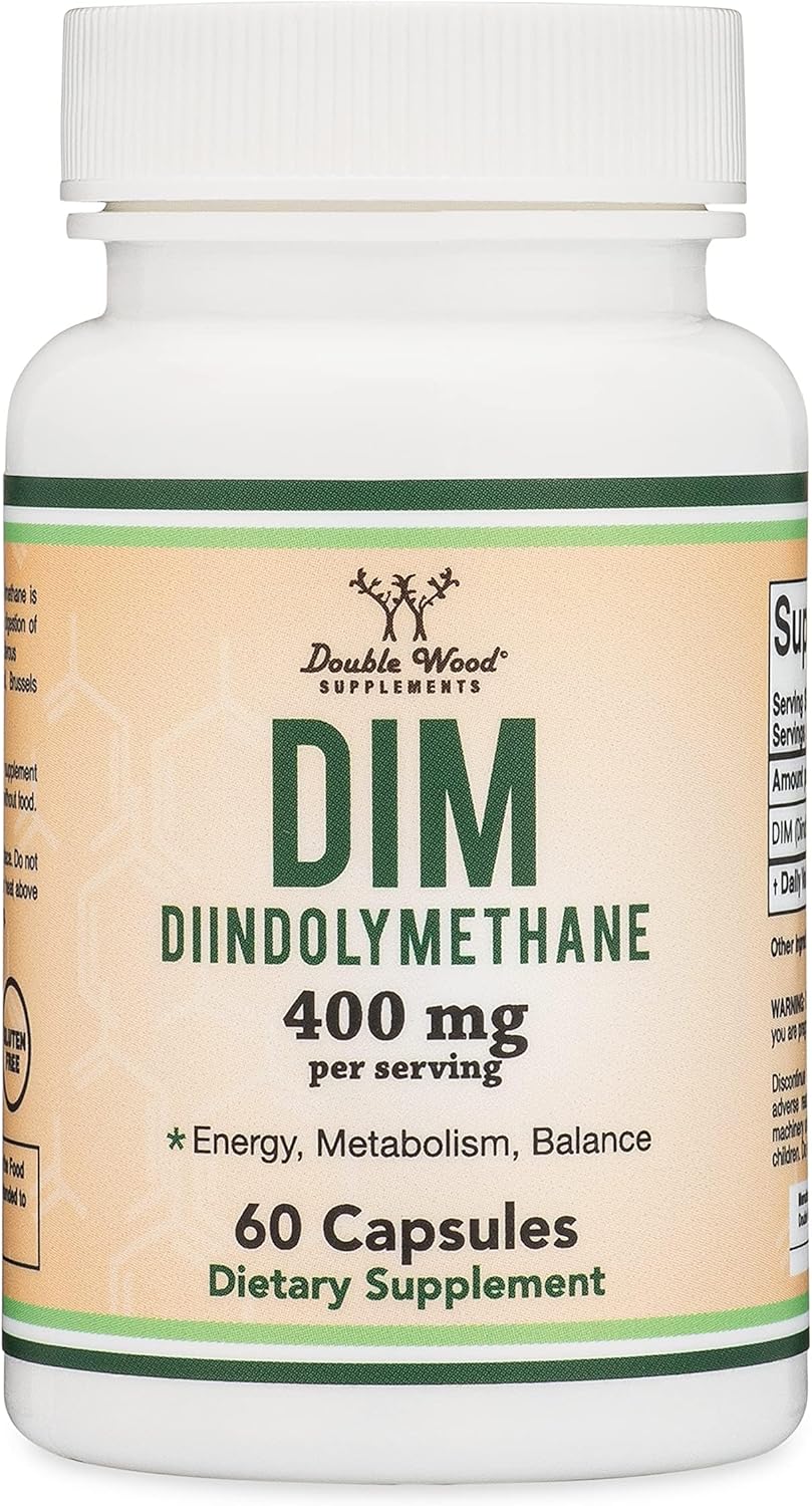Diindolylmethane (DIM) Hormone Balance Supplement for Women & Men - 400mg, 60 Capsules by Double Wood
