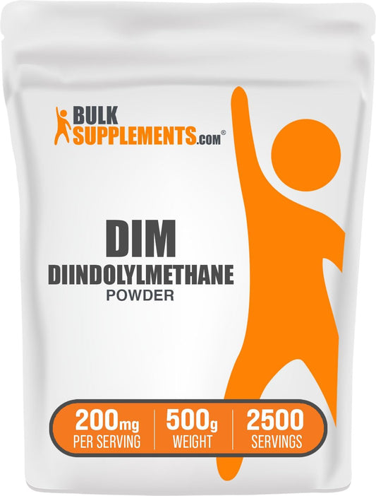 Diindolylmethane (DIM) Powder Supplement - 200mg per Serving, 500g - Gluten Free DIM for Men & Women - Bulk Size (1.1 lbs)