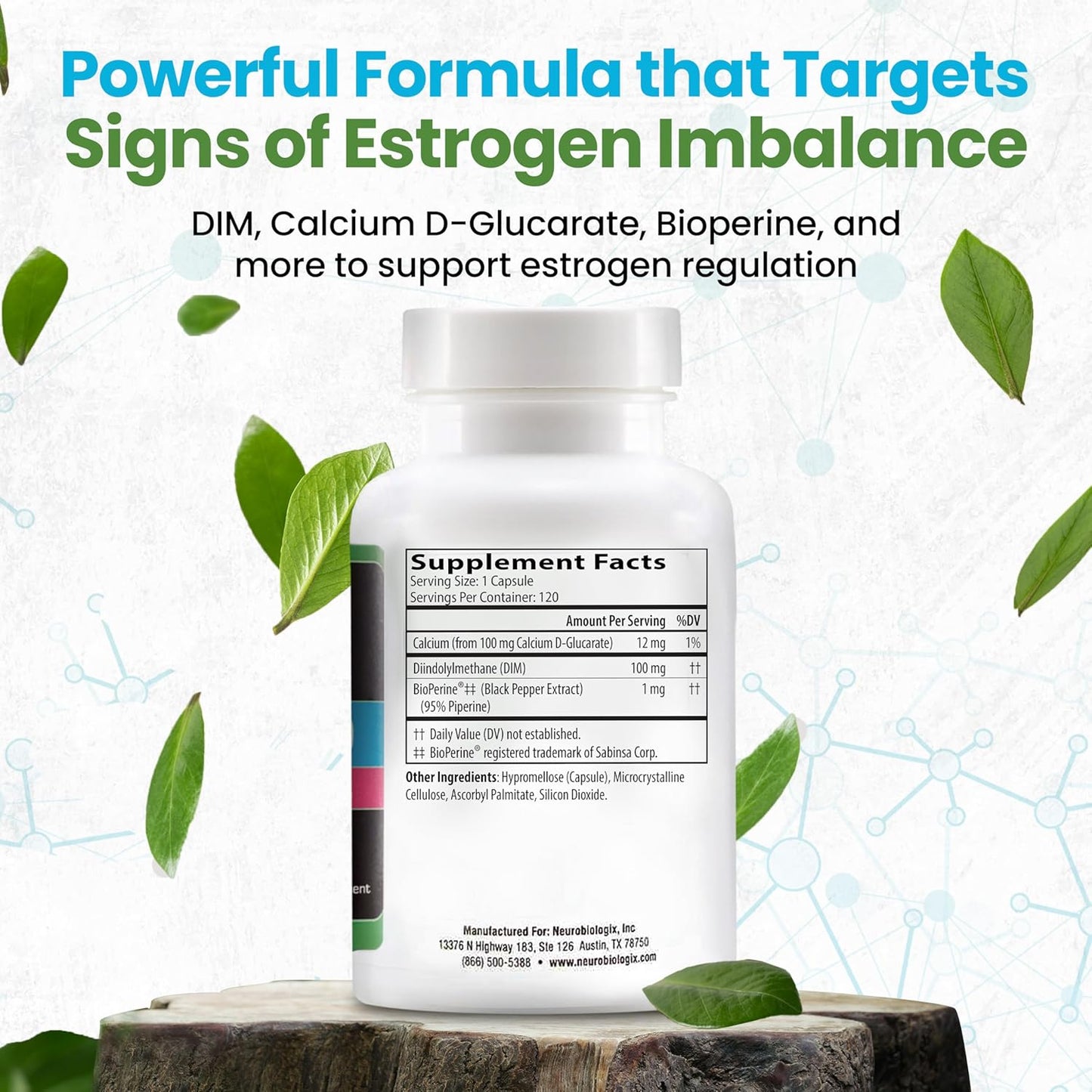 DIM Pro Supplement for Hormone Balance & Nutrient Absorption - Supports Optimal Estrogen Metabolism in Men & Women - Includes DIM, Calcium D-Glucarate, Bioperine