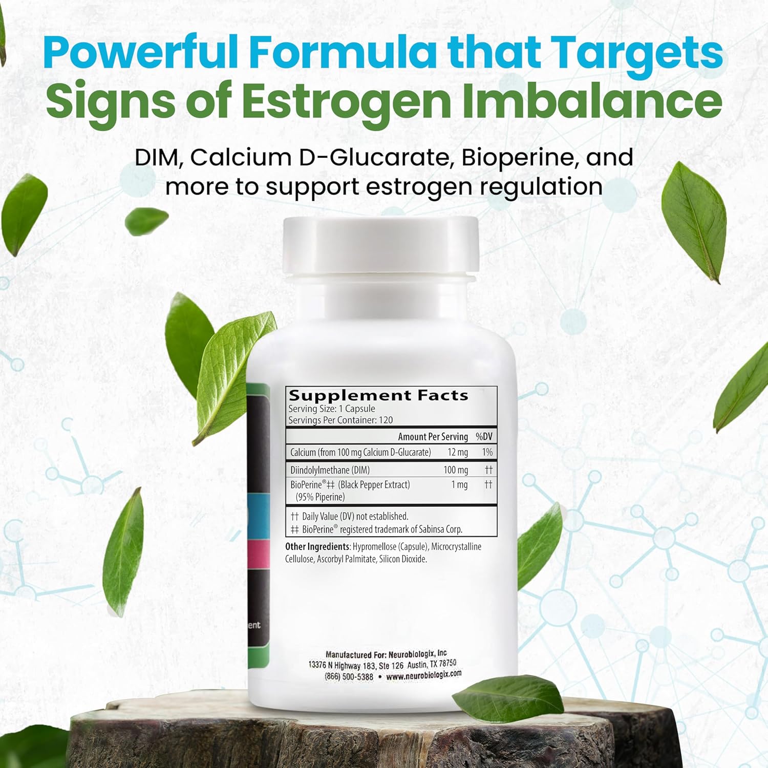 DIM Pro Supplement for Hormone Balance & Nutrient Absorption - Supports Optimal Estrogen Metabolism in Men & Women - Includes DIM, Calcium D-Glucarate, Bioperine