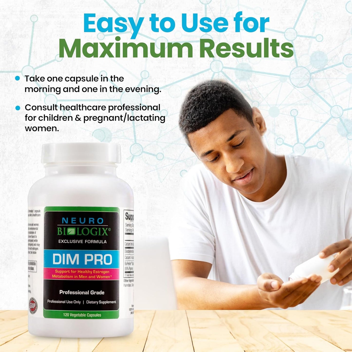 DIM Pro Supplement for Hormone Balance & Nutrient Absorption - Supports Optimal Estrogen Metabolism in Men & Women - Includes DIM, Calcium D-Glucarate, Bioperine