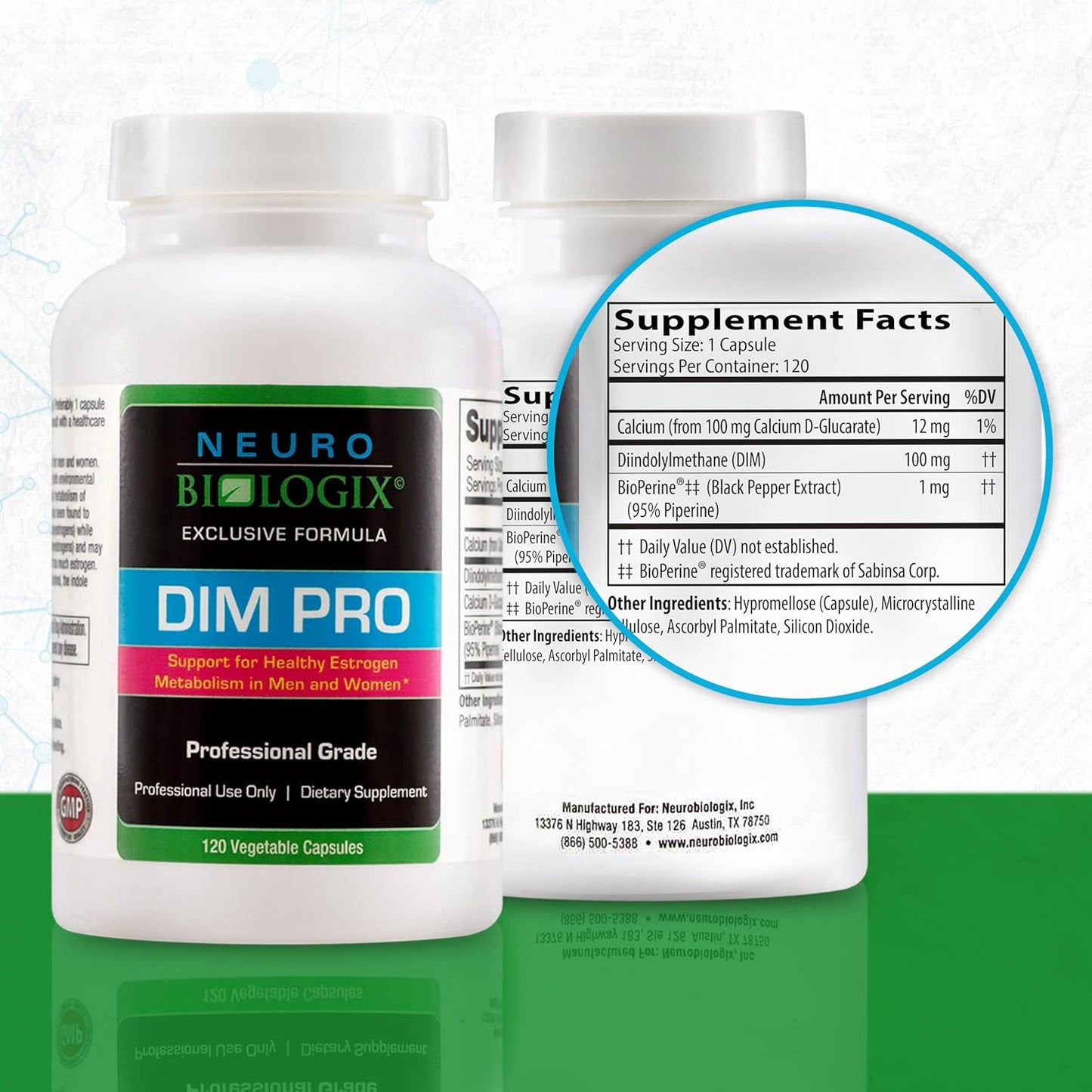 DIM Pro Supplement for Hormone Balance & Nutrient Absorption - Supports Optimal Estrogen Metabolism in Men & Women - Includes DIM, Calcium D-Glucarate, Bioperine