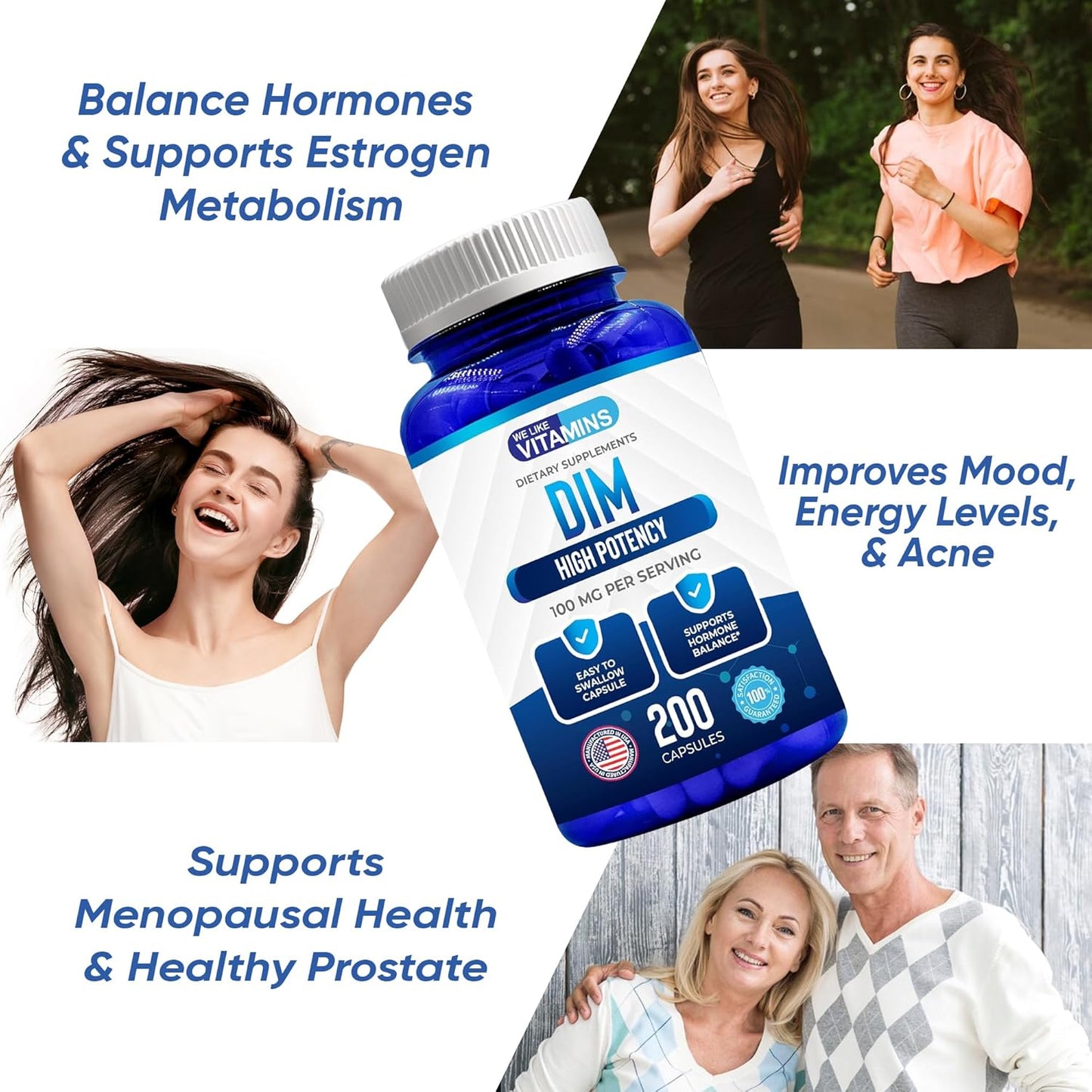 DIM Supplement 100mg - 200 Capsules for Healthy Estrogen & Hormone Levels - 200 Day Supply by We Like Vitamins