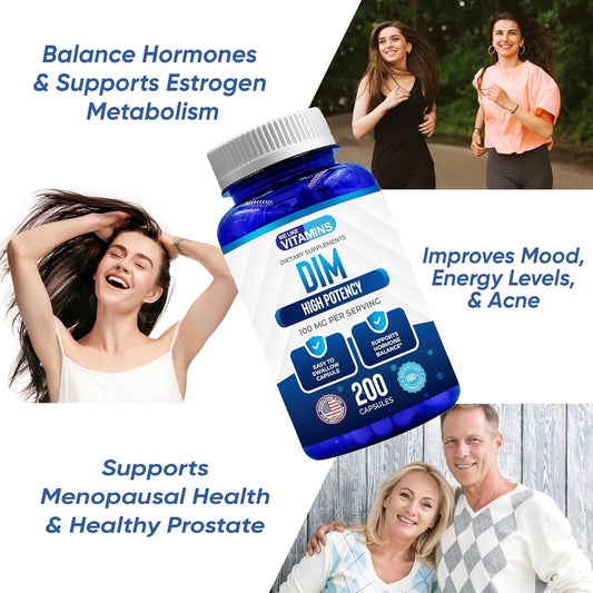 DIM Supplement 100mg - 200 Capsules for Healthy Estrogen & Hormone Levels - 200 Day Supply by We Like Vitamins