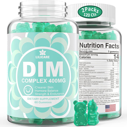 DIM Supplement for Women 400mg with Biotin, Flaxseed Oil, Burdock - Hormone Balance, Menopause Support for Men & Women - 120 Capsules