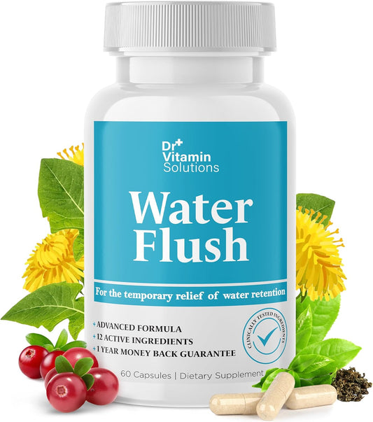 Diuretic Water Pills for Weight Management with 12 Active Ingredients - Green Tea, Cranberry & More - 60 Capsules