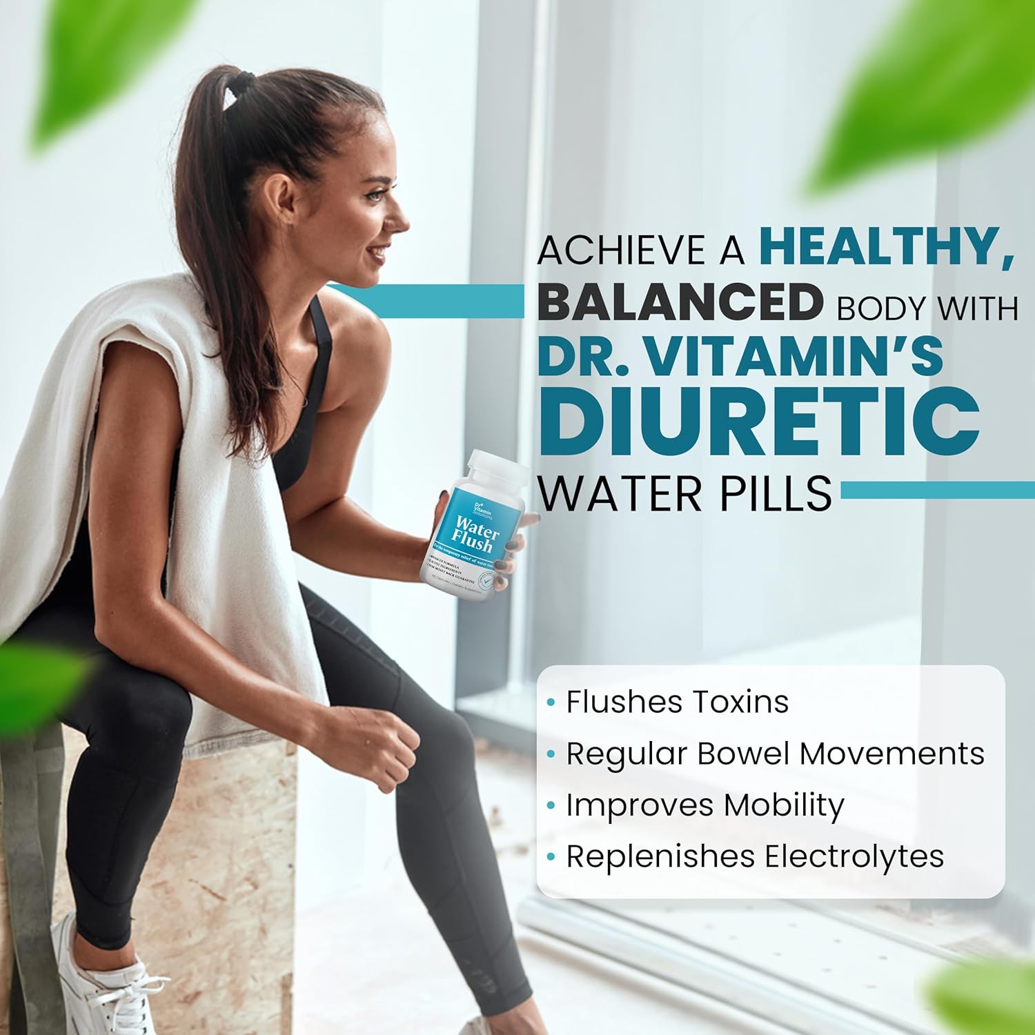 Diuretic Water Pills for Weight Management with 12 Active Ingredients - Green Tea, Cranberry & More - 60 Capsules
