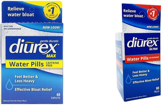 Diurex Max Water Pills - Maximum Strength Diuretic & Bloat Relief - Caffeine-Free & Ultra Re-Energizing - 80 Count