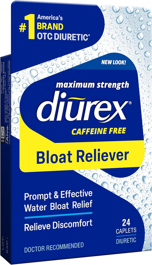 Diurex Max Water Pills - Powerful Caffeine-Free Diuretic for Water Bloat Relief - 24 Count