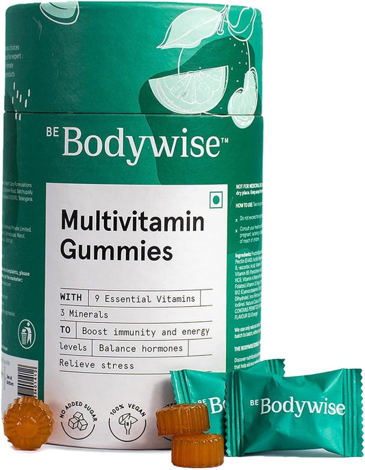 Divyam_B'e B'ody W'ise Multivitamin Gummies - 60 Day Pack with Fibre, Zinc, Iron, Biotin - Energy & Stamina Boost, Immunity & Skin Health - Vegan, Gluten-Free