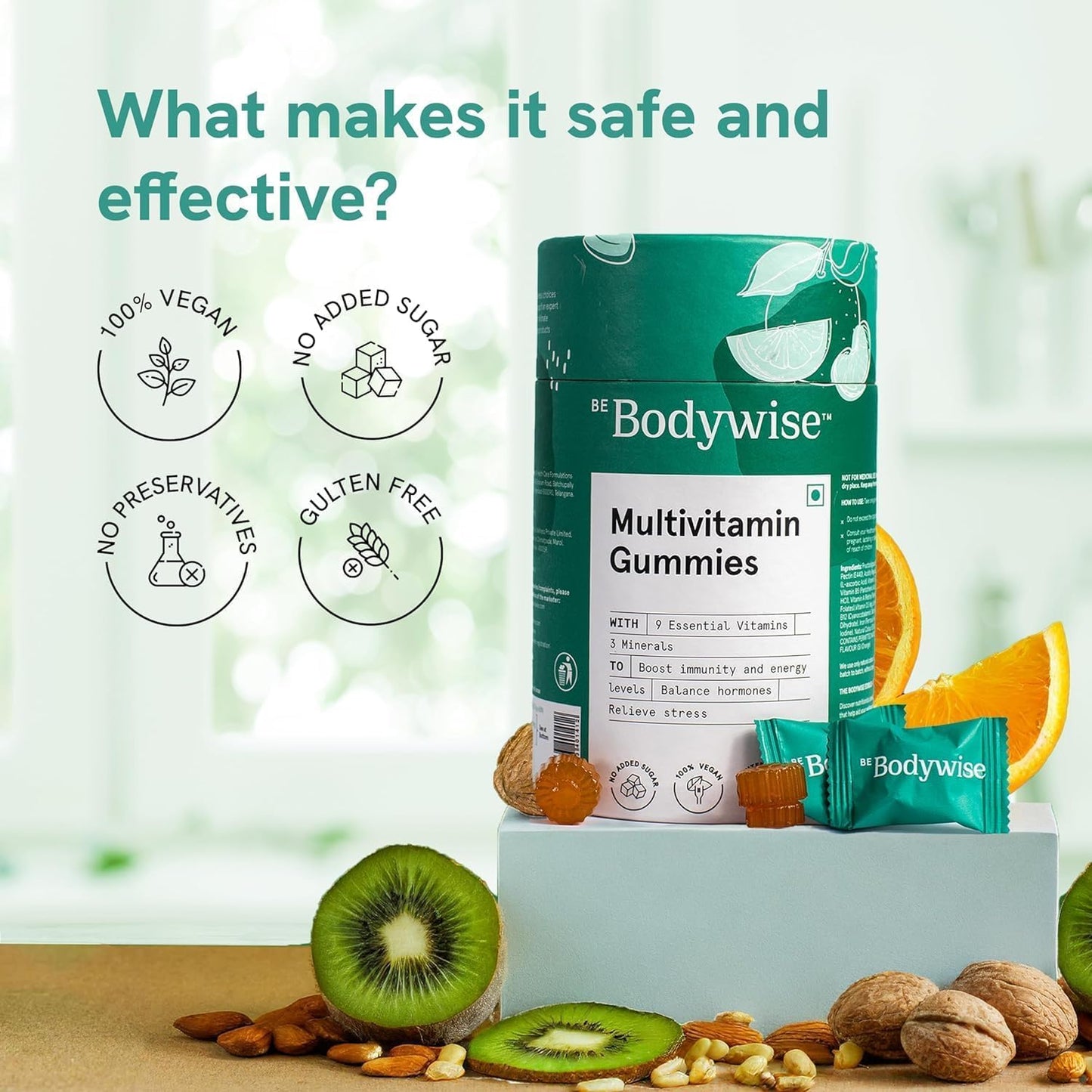Divyam_B'e B'ody W'ise Multivitamin Gummies - 60 Day Pack with Fibre, Zinc, Iron, Biotin - Energy & Stamina Boost, Immunity & Skin Health - Vegan, Gluten-Free